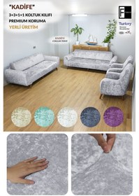 Resim Kadife 3 3 1 1 Gri Lastikli Kanepe Örtüsü Lastikli Koltuk Örtüsü Koltuk Kılıfı Beyaz Gri 