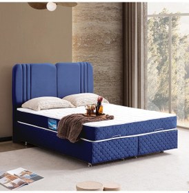 Resim Paul Çift Kişilik Baza Başlık Orthosoft Yatak Seti - Lacivert 180 x 200 