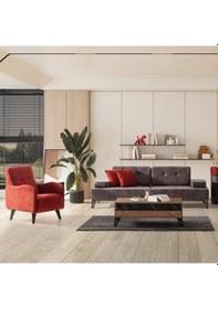 Resim Avrupa 3+1 Salon&oturma Odası Koltuk Takımı - Antrasit&bordo 