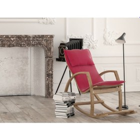 Resim Mobildecoaş Mobildeco Vezir Ahşap Sallanan Sandalye Dinlenme Koltuğu Kırmızı 