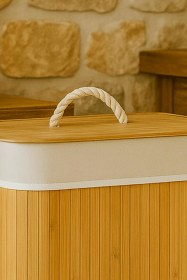 Resim Dikdörtgen Katlanabilir Bambu Kirli Çamaşır Sepeti Oyuncak Düzenleyici Organizer 60 Cm Bambu 