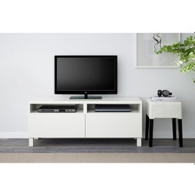 Resim Tv Sehpası, Beyaz, 120x40x48 Cm, Lappvıken, Stubbarp, Fren Raylı Beyaz 