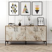 Resim Kiev 160cm Konsol - Ceviz / Beyaz Mermer 