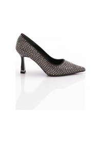 Resim Dgn 7715 Kadin Taşli Topuklu Ayakkabi Platin 