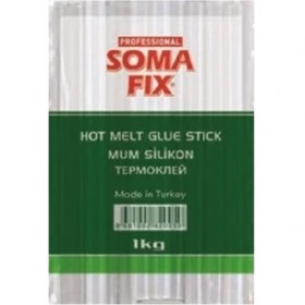 Resim Somafix Şeffaf 1 Kg 7.4X300 mm İnce Mum Silikon Sıcak Çubuk Yapıştırıcı 