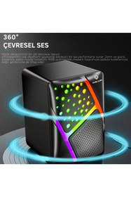 Resim Leaven Dark Alien S-511 Led Işıklı RGB 1+1 Hoparlör Laptop- PC Uyumlu 6 Watt Çıkış 