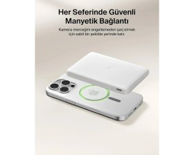 Resim Belkin BPD010HQWH Boostcharge 5.000 Mah Magsafe Uyumlu 15W Kablosuz Slim Powerbank - Beyaz 