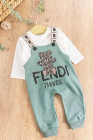 Resim Babymod Ayıcık Desenli Erkek Bebek Tulum Salopet Takım 