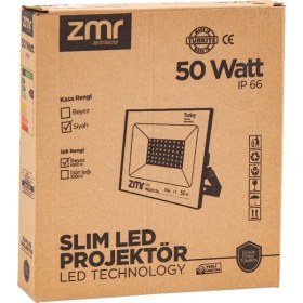 Resim Zmr 302/S 50 Watt - 220 Volt 6500K IP66 150* Işık Açısı Siyah Slim Kasa LED Projektör 