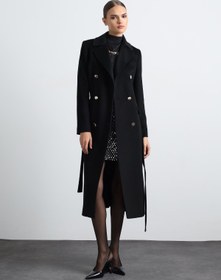 Resim Milara 100% Virgin Wool Black Coat - 36 