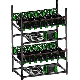 Resim Hobi İzmir Tubrig Mining Rig Kasası, Çift Katlı Rig, 30 Gpu + Fanlı 