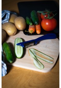 Resim Solingen Simli Mavi Dikey Soyacak Paslanmaz Alman Çeliği, Ergonomik Sap, Çift Yönlü Kesici Ağız-196 Mavi 