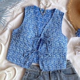 Resim Kadınların şık çiçek desenli kolsuz tank topu, dantelli detaylı - Hafif polyester, yaz tatilleri ve rahat giyim için mükemmel, ilkbahar moda | Kolsuz üst | Zarif dantel 