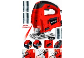 Resim Steiner Alman 4600 W Lazerli Sjs Metal Şanzuman 6 Kademe Devirli Pandül Ayarlı Dekupaj Testere Makinesi Kırmızı + 15UÇ 