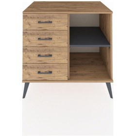 Resim Kronos Şifonyer Tek Raflı 4 Çekmeceli 88x59x80 Çam-antrasit/çam Antrasit/çam 