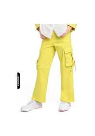 Resim Xo Kids Yırtmaçlı Geniş Paçalı Kargo Cepli Kız Çocuk Pantolon 5-14 Yaş 2428 Yeşil 
