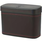 Resim Dashanshop Siyah Kırmızı Çizgili Deri 1 Adet Araç Çöp Kutusu Kapaklı Büyük Kapasiteli 