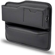 Resim Araç Koltuk Aralığı Dolapçığı - Deri Ahşap Organizer - Siyah Araç Çekmecesi 