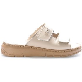 Resim Hakiki Deri Kadın Dolgu Topuk Terlik 621za1099 Bej 