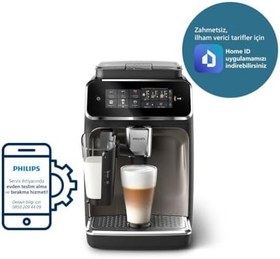 Resim Philips 3300 Serisi LatteGo Tam Otomatik Espresso Makinesi, AquaClean Filtre, 6 İçecek, SilentBrew, Siyah Krom (EP3347/90) 