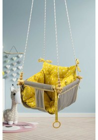 Resim Bundera Wag Swing Gri Çocuk Ahşap Salıncak Bebek Hamak 