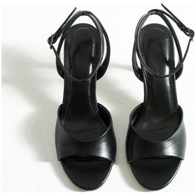 Resim Kadın Metalik Topuklu Sandalet Valen - Siyah Siyah 