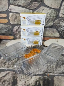 Resim Tereyağlık.3 Lü 3 Adet Iki Bölmeli Cam Tereyağlık-kahvaltılık Saklama Kabı Şeffaf 