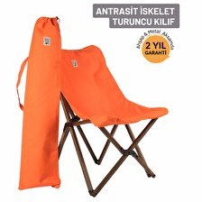 Resim Bag The Joy Ahşap Katlanır Antrasit İskelet Turuncu Kamp ve Bahçe Sandalyesi 