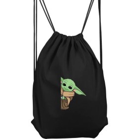 Resim Yoda Tasarımlı Spor Sırt Çantası, Siyah, 36X50 Cm, BLL3421 