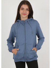 Resim Toontoy Kız Çocuk Cep Üstü New Coll Nakışlı Hırka İndigo 
