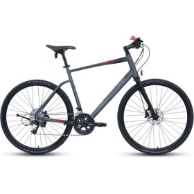 Resim Carraro Sportive 350C Hd - 28 Jant 22'' 56CM (Xl) Kadro 22 Vites Şehir Bisikleti - Mat Antrasit / Siyah Kırmızı 