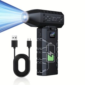 Resim 2025 Yeni Taşınabilir Turbo Fan, 130.000 RPM Yüksek Hız, LED Rüzgar Hızı Göstergeli (1~100 Kaydırma Kontrolü), USB Şarj Edilebilir, Uzun Ömürlü Pil, Her Mevsim İçin Çok Amaçlı: Ev Toz Temizleme, Klavye Kurutma, Araç Detaylandırma ve Daha Fazlası. 3 Düğmeli, Kayar Hız Ayarı, Kasırga Modu, Yoğun Nozul Dahil 