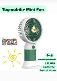 Resim WASHA Taşınabilir Fan Soğutucu Mini Vantilatör Klima Güçlü Serinletici Şarjlı Masa Üstü Sessiz Standlı 