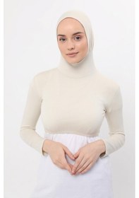 Resim Altobeh Uzun Kollu Boyunluklu Boneli Yarım Body Krem Çok Renkli 