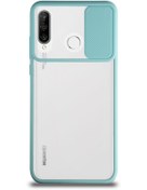 Resim KZY İletişim Huawei P30 Lite Uyumlu Kapak Lensi Açılır Kapanır Kamera Korumalı Silikon Kılıf - Turkuaz 