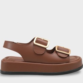 Resim Capone Outfitters Denice Dolgu Topuklu Çift Bantlı Tokalı Kadın Sandalet 