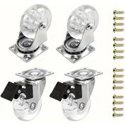 Resim Dashanshop 4 Adet 5.08cm Sessiz Çift Frenli Döner Tekerlek Şeffaf Poliüretan Çekmece Ve Sepet Tekerleği 