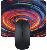 Resim usin Girdap Desenli Mouse Pad + Kablosuz Wireless Mouse Bilgisayar Notebook PC Windows Uyumlu Mause 