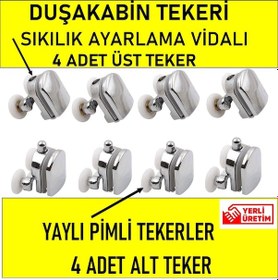 Resim Duşakabin Tekerleği 8 Li Set - Krom Renk - Cam Kabin İçin Tekeri 