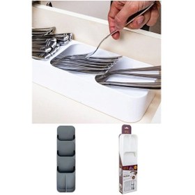 Resim Beyaz 5 Bölmeli Çekmece Kaşıklık Mutfak Düzenleyici, Dayanıklı Çatal Kaşık Bıçak Organizatörü Diğer 