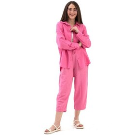 Resim Wpr Krinkıl Kumaş Keten İkili Takım - Pembe-pembe Pembe 