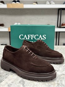 Resim Caffcas Hakiki Deri Süet Kahverengi Oxford Klasik Erkek Ayakkabı 6050 