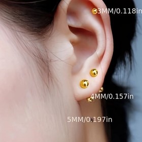 Resim Unisex Kulak Kemikli Vidalı Top Küpe Çifti 