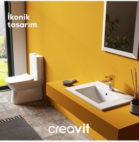 Resim Creavit Nova Rim-off Duroplast Yavaş Kapanan Klozet Kapaklı Beyaz Set 