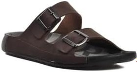 Resim Bento 66001 Erkek Çift Toka İnce Taban Comfort Terlik Kahve 40 