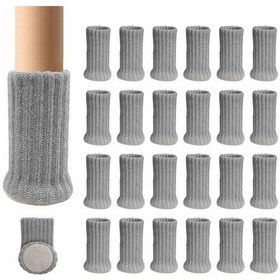 Resim Yaozixa 24'lü Gri Sandalye Ayak Koruması - Kayma Engellici, Zemin Kırışıklıklarını Önleyen, Gürültüyü Azaltan Elastik Terlikler Diğer 