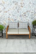 Resim woodwork antalya Rustik İkili Ahşap Kanepe Teak Renk 