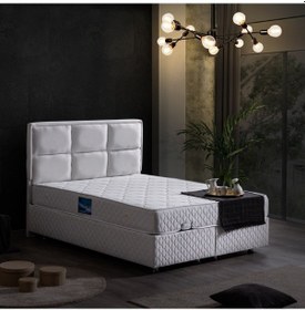 Resim Setaymobilya Baza, Grand Çift Kişilik Beyaz Baza + Başlık + Orthosoft Yatak 