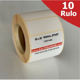 Resim 50X20 Termal Etiket 10 Rulo Barkod Etiket Kalite Barkod 