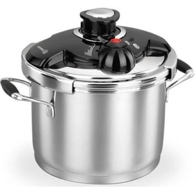 Resim Korkmaz Flora 6 Lt Siyah Düdüklü Tencere Gümüş - Siyah 